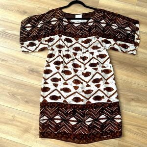 Anthropologie size 6 INS VNNY brown and cream 100% silk dress